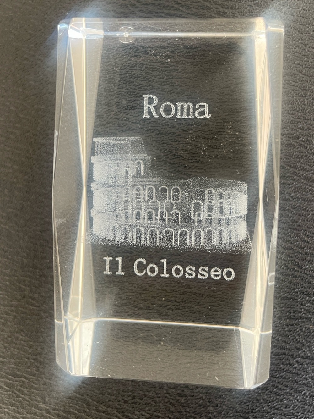 Crystal Laser 3D Etched Colosseum Rome Paperweight Souvenir Roma